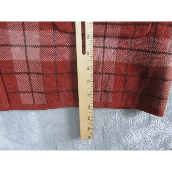 D&Co Womens Red Plaid Open Front Cardigan Sweater Jacket Pockets - Picture 10 of 10